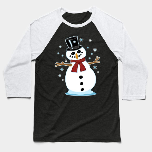 Happy Snowman Baseball T-Shirt by RockettGraph1cs